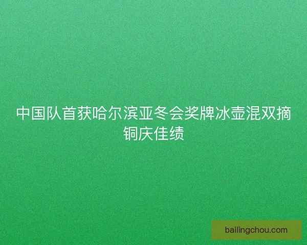 中国队首获哈尔滨亚冬会奖牌冰壶混双摘铜庆佳绩